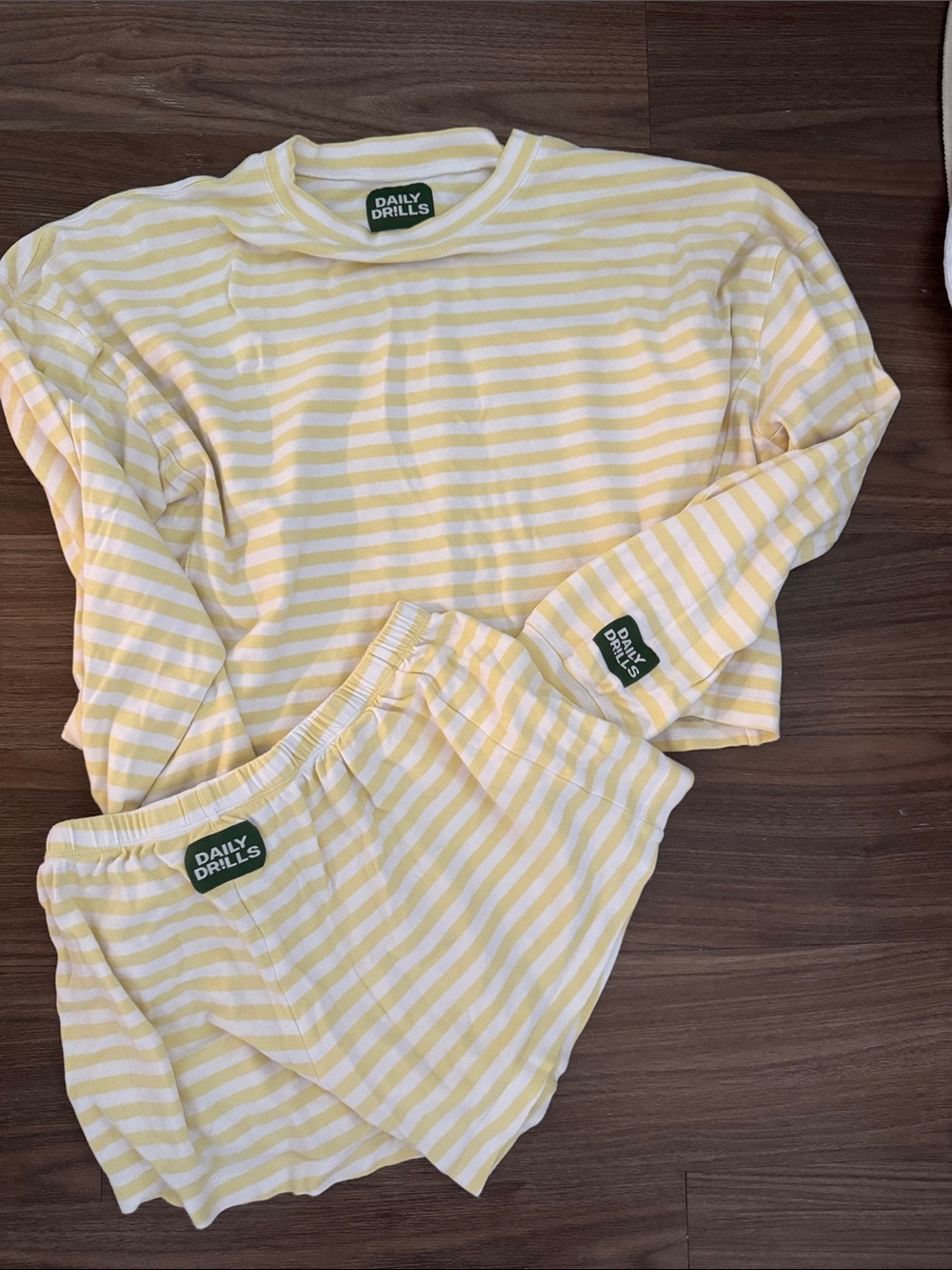 Daily Drills Yellow & White Striped Pajama Set